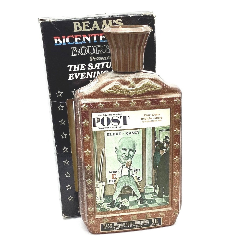 Jim Beam Bicentennial‎ Bourbon Decanter Norman Rockwell Elect Casey with Box
